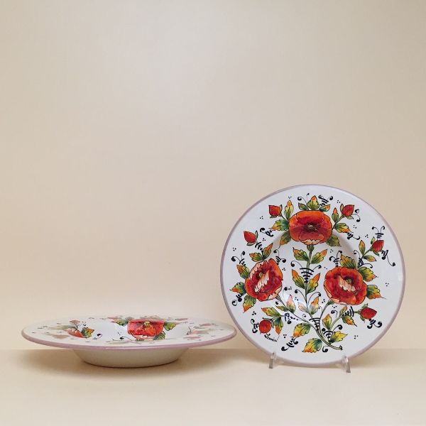 SET OF SOUP-PASTA PLATES OF CM.27 DIAMETER, PAPAVERO CENTRALE